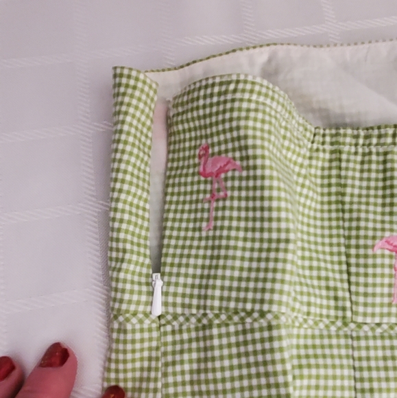 💐💐J.Crew Crop Plaid Pink Flamingo Crop Top. Size 4. - Picture 5 of 10